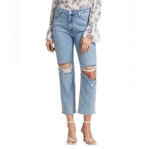PAIGE Noella Straight Raw Hem Doretta Destructed Jean High Rise Sz 30 NEW